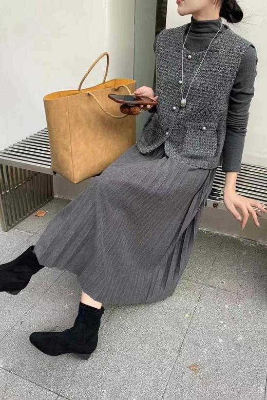 Le Malene 小香风穿搭高级感马甲百褶连衣裙套装 21934 商品图5