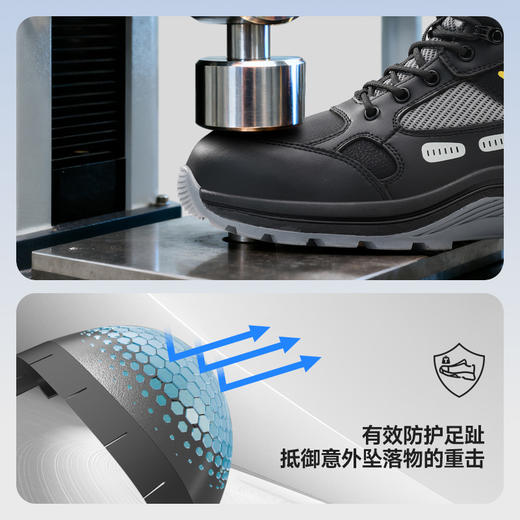 防砸防刺穿黑色劳保鞋欧标钢包头凯夫拉橡胶底耐磨防滑 商品图12