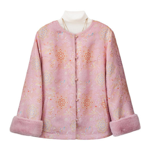 OPH XZ686-A【凤凰与宝相花】新中式真丝桑蚕丝加厚外套双面穿 商品图4