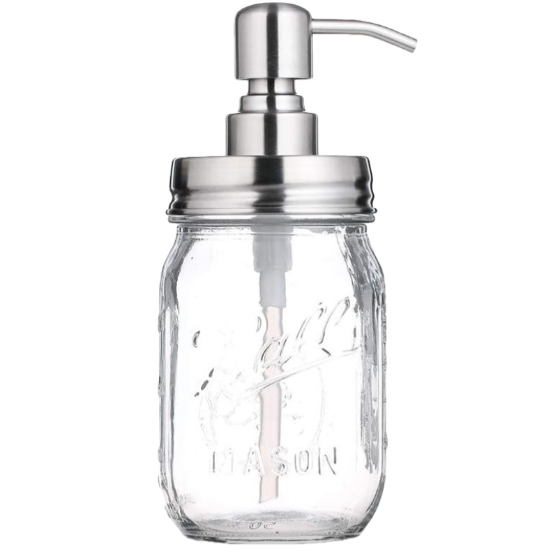 Bonris 475毫升不锈钢泵头 按压式洗手液玻璃分装瓶