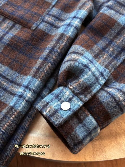 韩系时尚格子毛呢质感加绒衬衫外套 商品图10