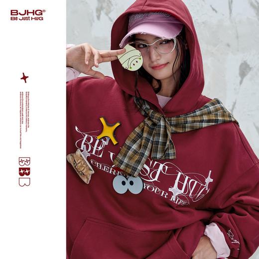 BJHG不计后果贴贴连帽卫衣男款秋季美式潮牌宽松暖皮恒温情侣上衣 商品图0