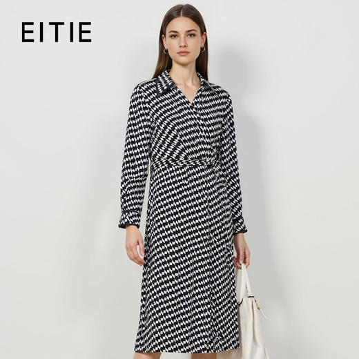 EITIE爱特爱春季新款V领气质时尚收腰显瘦连衣裙7307006 商品图1