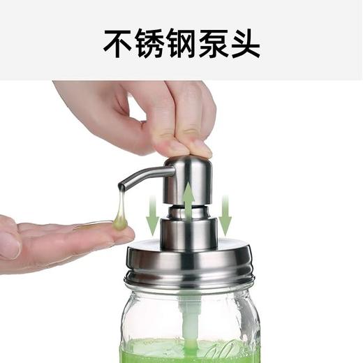 Bonris 475毫升不锈钢泵头 按压式洗手液玻璃分装瓶 商品图2