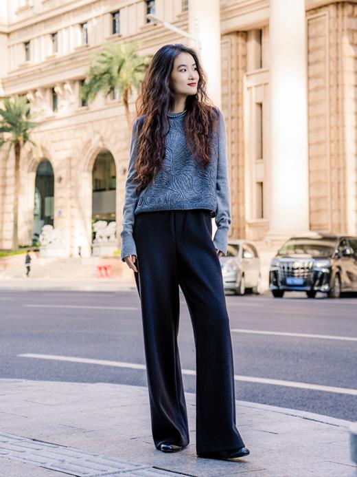 绒绒裤 无侧缝一片式松紧腰直筒休闲裤FCF3PAT140 商品图8