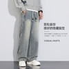 回力牛仔裤男2025秋季新款直筒拼接显瘦显腿长松紧腰休闲牛仔长裤 商品缩略图1