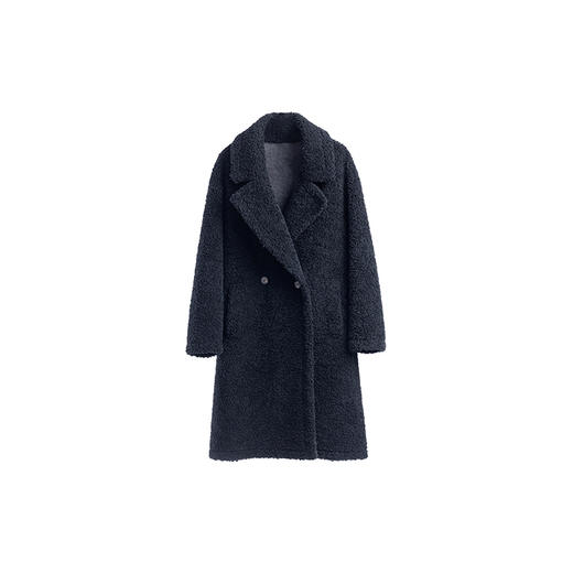 绽放879朵/纯羊毛外套新款气质羊羔毛帅气翻领长款加厚羊毛大衣女 商品图4