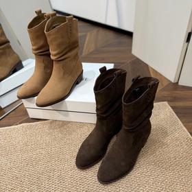 JEHURFIE/纪华菲：明星同款~许妍（赵露思）同款韩国真皮尖头西部堆堆靴