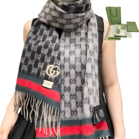 【双12特惠】【送礼盒礼袋】Gucci古驰爆款围巾披肩 双面小标GG图案 羊绒围巾 男女同款