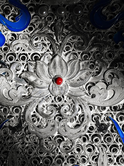 子佩集S999银手工银花丝【鸾凤和鸣·琵琶记】花丝镶嵌摆件【HSPP】大师工坊原创设计2511 商品图12