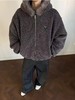 D120414冬季2025仿羊绒毛领高级灰连帽棉服外套男女同款 商品缩略图1