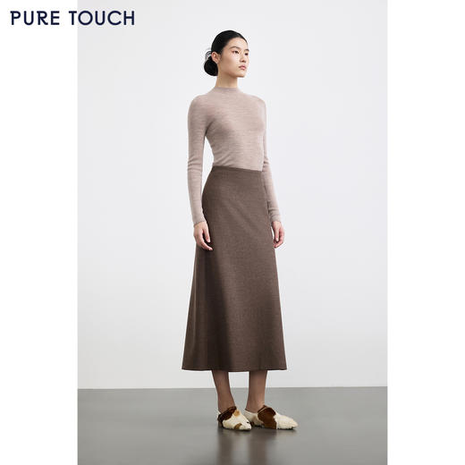商场同款PURE TOUCH女装25秋冬新款高腰过膝半身裙a字羊毛半裙 商品图1