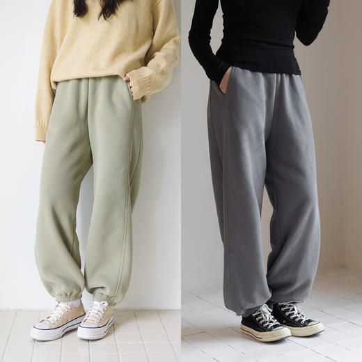 特绽放830朵/三剑客·纯棉加绒加厚收脚显瘦卫裤直筒休闲裤束脚裤 商品图0