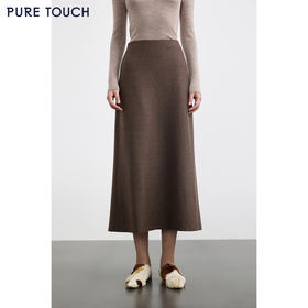 商场同款PURE TOUCH女装25秋冬新款高腰过膝半身裙a字羊毛半裙
