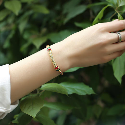 【祈愿吉品】六字真言手链银镀金属相年五彩绳男 商品图2