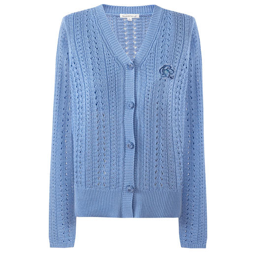 SELFWHO绿绒蒿系列莱赛尔混纺花朵胸针针织衫女2026春新款v领开衫 商品图4