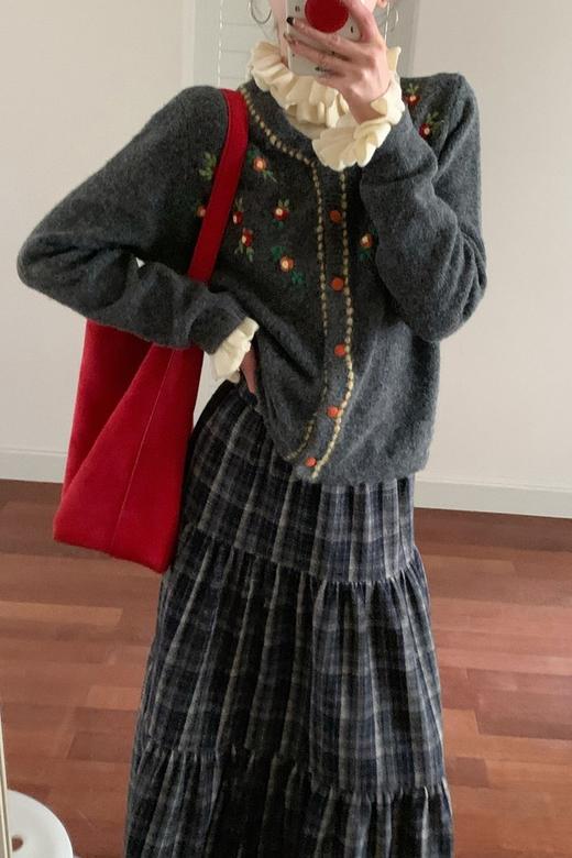 ANSUABEL 重工立体花朵软糯休闲针织开衫 21942 商品图0