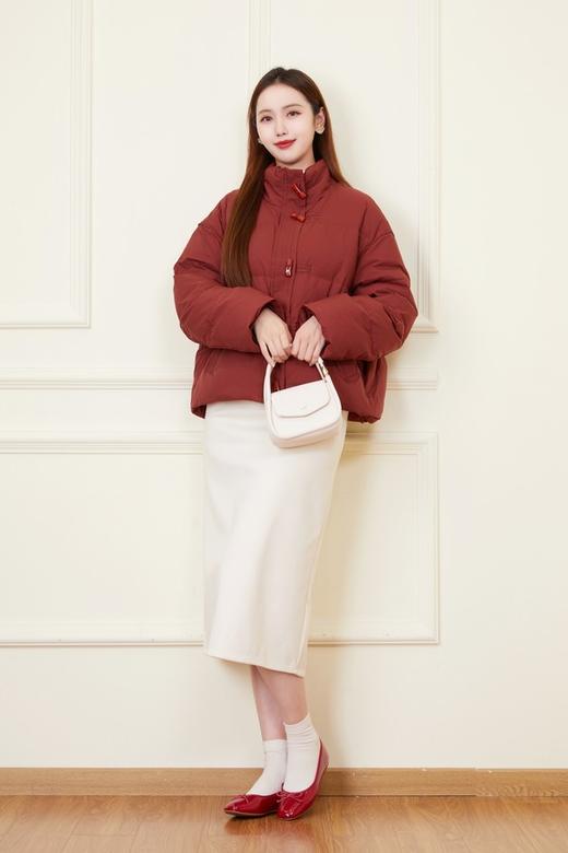 LNNNS 红色减龄牛角扣休闲羽绒服外套 21611 商品图1