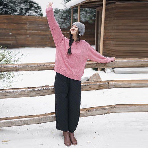 绽放802朵/汉麻棉内里绗棉脚口收褶九分棉裤女新款加厚保暖休闲裤 商品图1