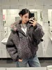 D120414冬季2025仿羊绒毛领高级灰连帽棉服外套男女同款 商品缩略图0