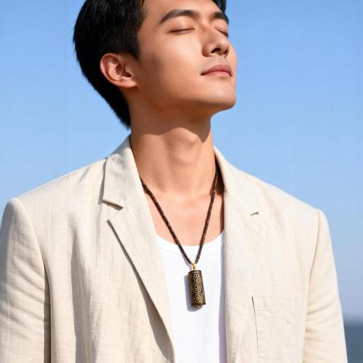 时光淬炼·颈间风雅丨天然芽庄沉香错金天珠项链 沉水级 SP10586+6841 商品图2