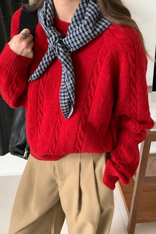 LNNNS 配格子丝巾针织麻花洋气毛衣 21937 商品图2