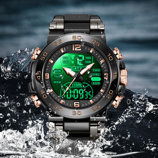 【硬朗风格 耐刮耐磨 30米生活防水】FOXBOX立体感户外运动夜光电子手表（FB0093） 商品图5