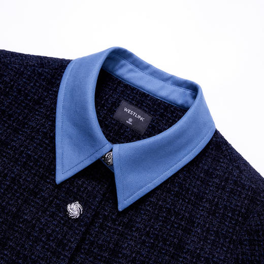 西遇优雅精致小香风套装女冬季撞色外套高腰直筒半身裙两件套V4355455 商品图5