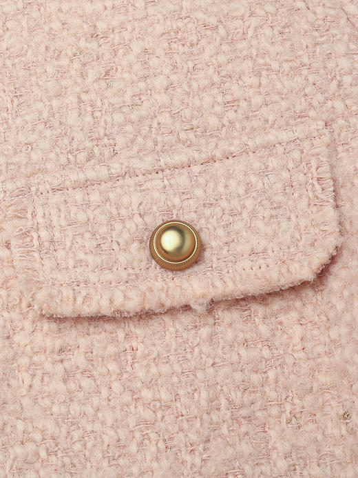 裸粉色粗花呢短款外套 金属纽扣圆领双口袋上衣 法式小香风温柔质感秋冬通勤夹克 商品图2