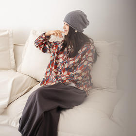绽放819朵/加厚亚麻数码印花立领花边门襟长袖衬衫女冬季内搭小衫