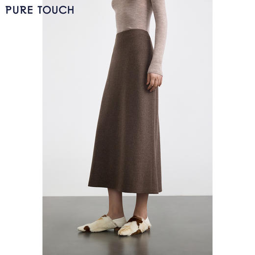商场同款PURE TOUCH女装25秋冬新款高腰过膝半身裙a字羊毛半裙 商品图4