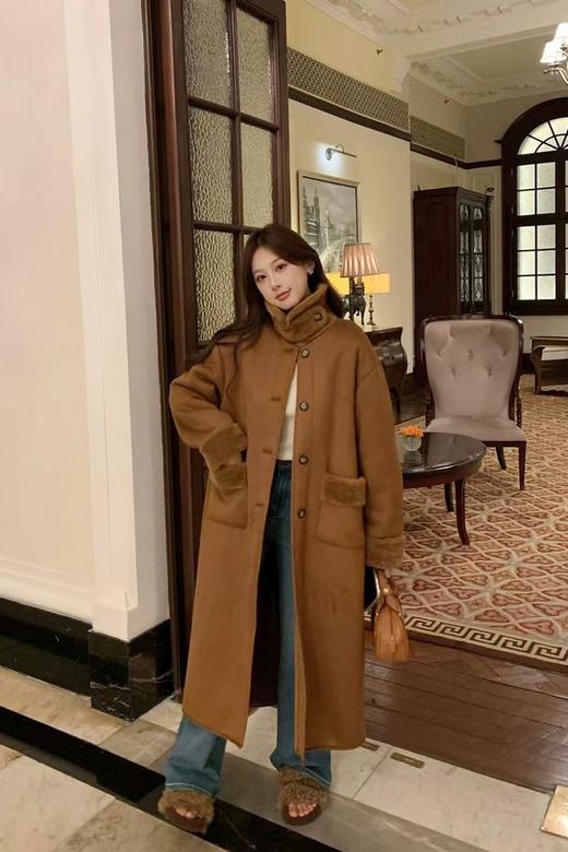 ELLA JADE 经典款棕色加厚皮毛一体大衣外套 21938 商品图0