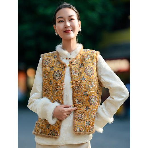 OPH XZ685【真丝宋锦】新中式国风桑蚕丝独特漂亮加厚马甲外套双面穿 商品图1