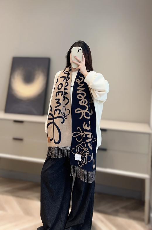 罗意威 《涂鸦》双面围巾 黑驼色（DSX） 商品图5