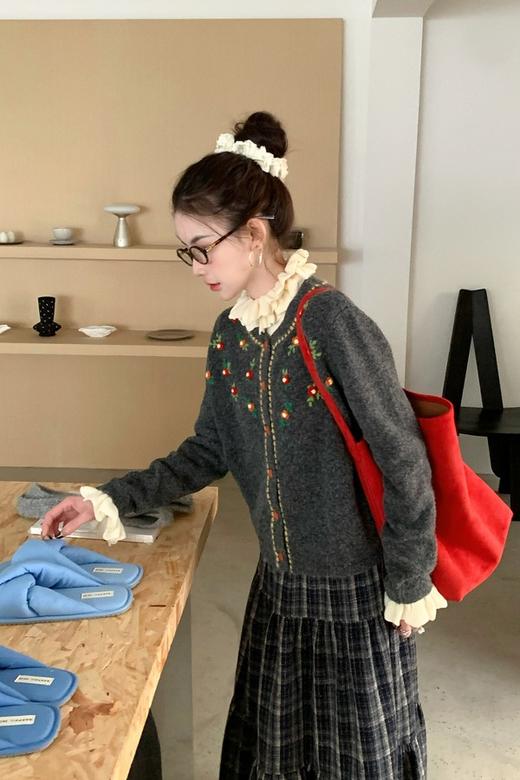 ANSUABEL 重工立体花朵软糯休闲针织开衫 21942 商品图1