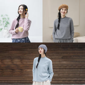 特绽放806朵/云朵棉T恤·绒感长绒彩棉半高领长袖加厚内搭打底衫