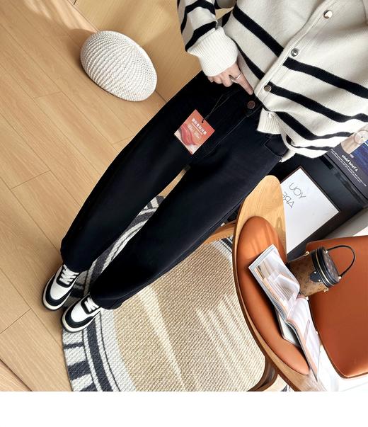 宝藏梨形裤！冬季加厚绒哈伦牛仔裤女宽松藏肉遮胯九分加绒萝卜裤 商品图1