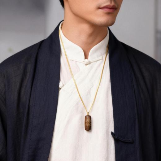 天珠丨天然芽庄红土沉香错金吊坠 沉水级 SP9264 商品图1