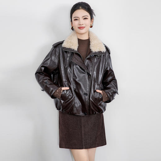 「高货wl」全新升级【铂金会员441/天猫589/差价148】(04357)洛诗琳复古裂纹皮毛领羽绒服2025冬季新款百搭保暖短外套 商品图0