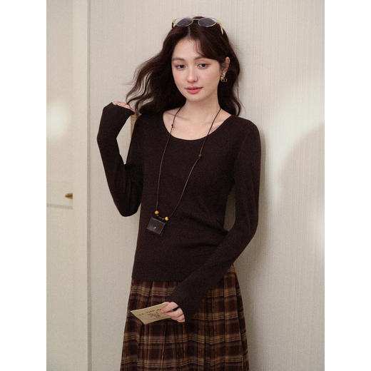 鹿向南「松果日记」真两件设计感针织衫女秋冬宽松巨好看咖色上衣 商品图4