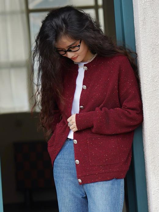 【本月重磅】康赛妮彩点100%山羊绒开衫FCF3CSC070 商品图0