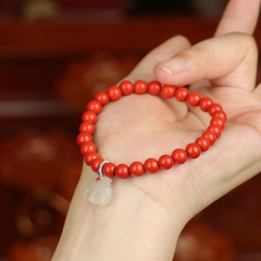 【坚持正道 】天然原矿保真朱砂素圈手串设计简约日常配搭饰品 商品图3