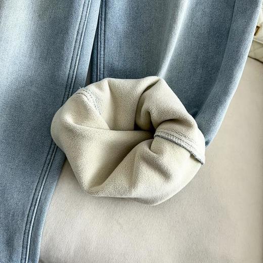 QYM 25105-Y加绒保暖牛仔裤高腰阔腿裤时尚气质休闲裤 商品图3