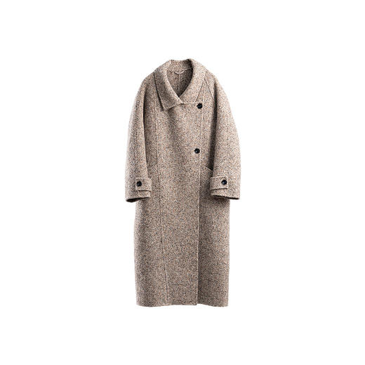 绽放634朵/羊毛混纺彩驼经典款翻领长款大衣松弛感毛呢外套冬新款 商品图4