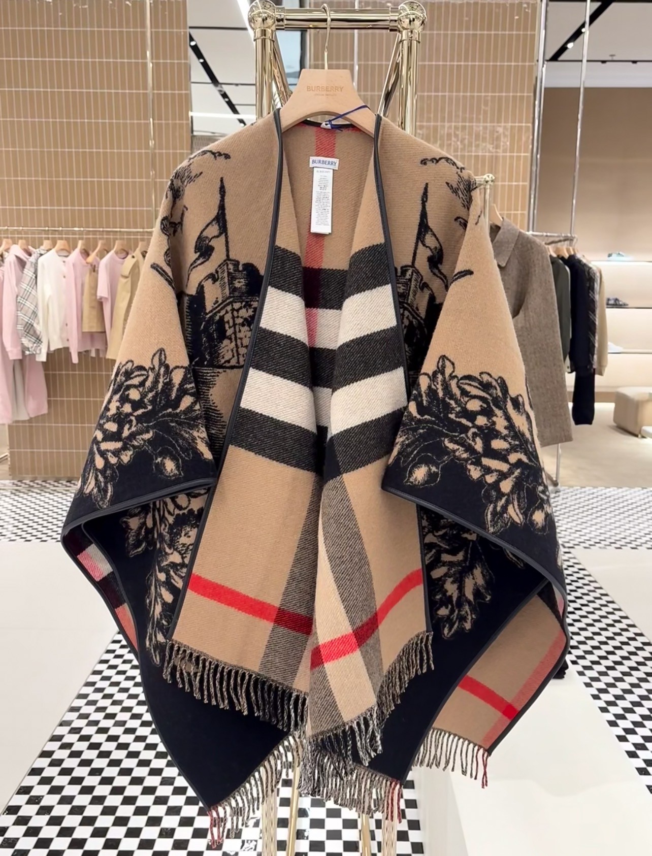 G687 bu#rberry最新款骑士战马双面提花披肩斗篷