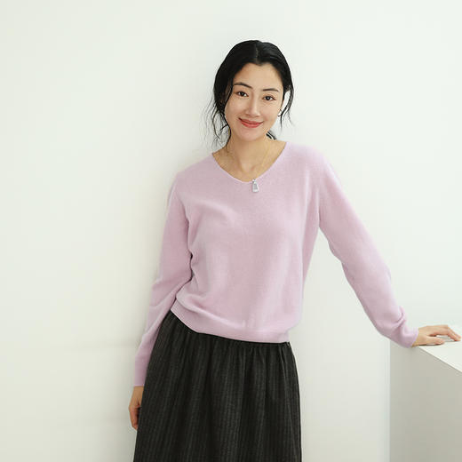 绽放872朵/纯山羊绒毛衫女v领羊绒套头毛针织衫2025冬季新款毛衣 商品图2