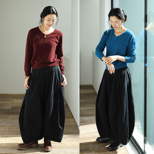 绽放872朵/纯山羊绒毛衫女v领羊绒套头毛针织衫2025冬季新款毛衣 商品图3