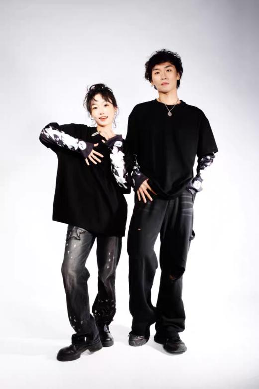 【跳一针】x 谢建平联名限量假两件T恤--瞬裂轨迹 商品图0