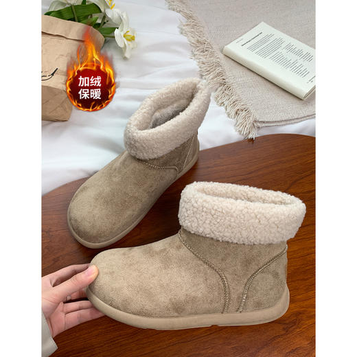 【YW】无忧购复古羊羔毛加绒保暖圆头软平底雪地靴女MIS-3442（截单后3-5天发货） 商品图2