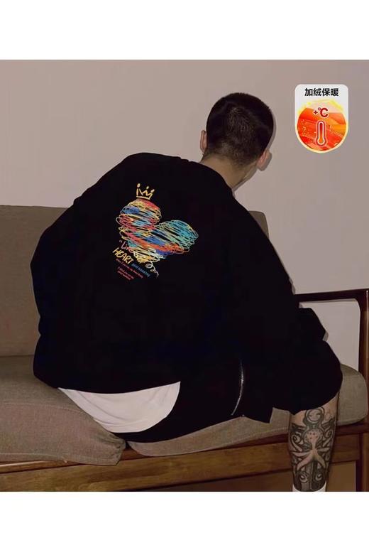 D120420新款线条爱心画抓绒保暖圆领卫衣男女同款 商品图6